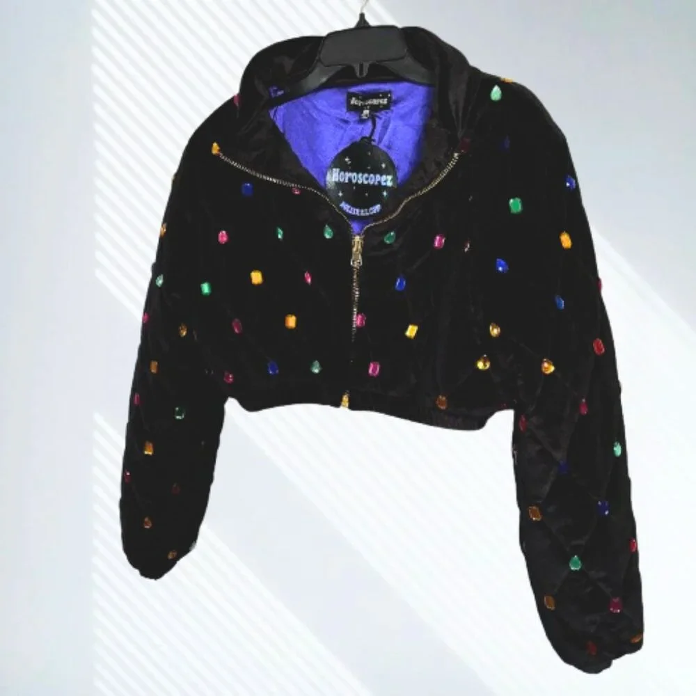 NWT Dolls Kill Horoscopez Sold Out Natural Wonder Bejeweled Puffer Jacket SZ M - Picture 8 of 16